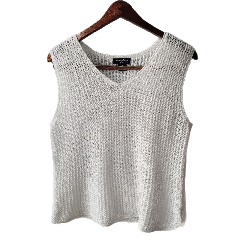 Vintage Linen/Cotton Loose Knit Sleeveless Tank/Blouse Size Medium